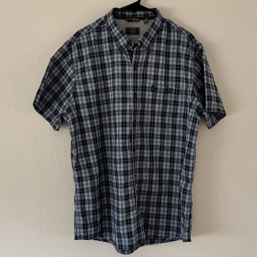 G.H. Bass &‎ Co For Hard Service  Mens Short Sleeve Blue Plaid Shirt Size XL